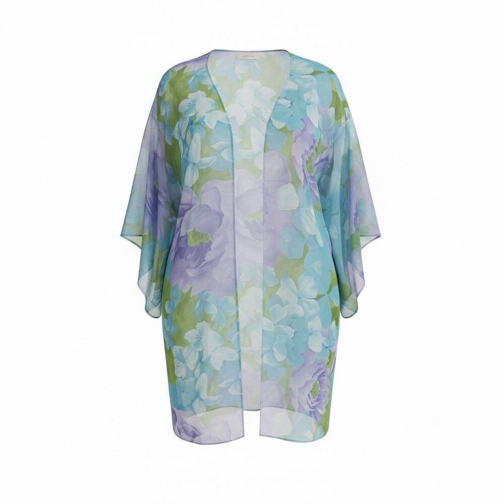Ashley Stewart Intimates Sheer Floral Robe Kimono Plus Size 3X